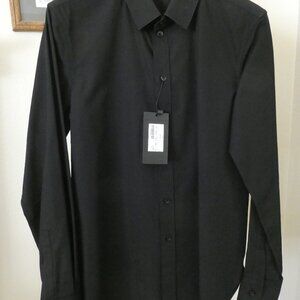 New Saint Laurent Women Black Shirt Button Front Long Sleeve  Sz F40 Uniform